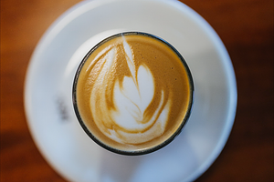 Latte art stock photograph