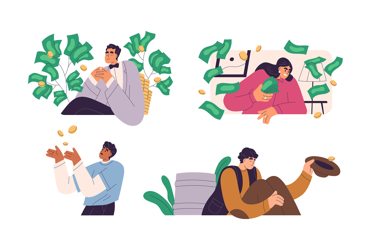 Rich and poor people concept set, a Finance Illustration by Good Studio (Photo 1 of 5)