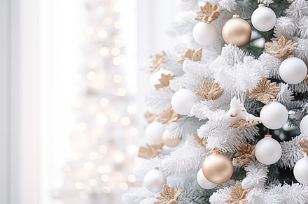 White Christmas tree decoration for the English country cottage,, a Holiday Photo by Anneleven