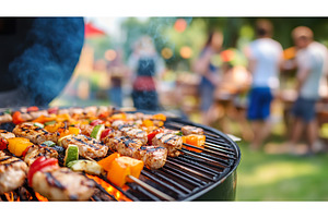 Grilled skewers at outdoor summer, a Nature Photo by Lermont51