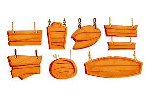 Hanging wooden board sign collection, an Object Illustration by art PVP - market