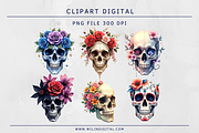21 Floral Skull Cliparts Digital, a Graphic by Wilin Digital (Thumbnail 2 of 2)