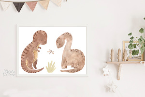 Baby DINOSAURS Watercolor Clipart