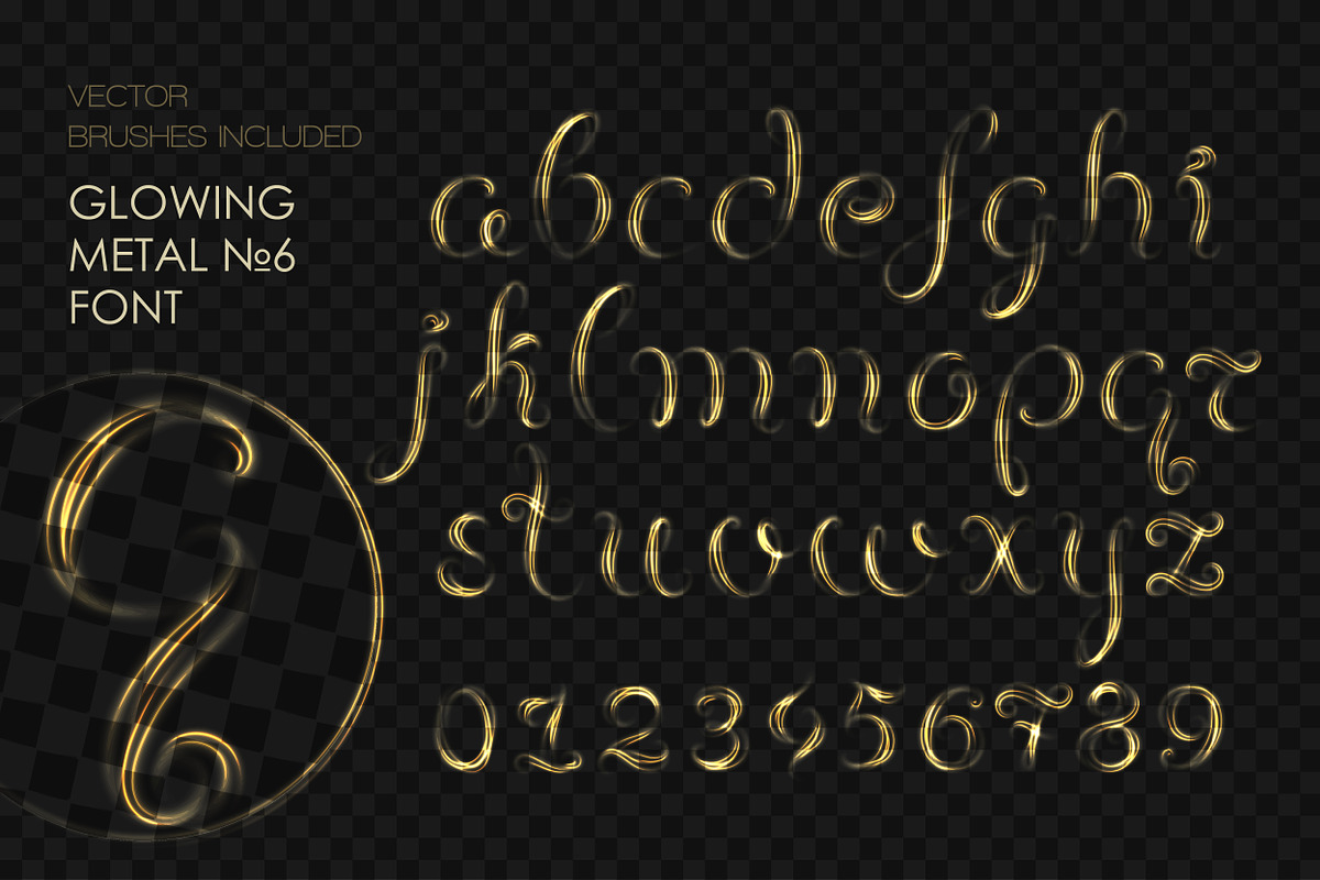8 GLOWING METAL FONTS / 8 BRUSHES, a Handwritten Font by Nadin_Lebedeva (Photo 13 of 16)
