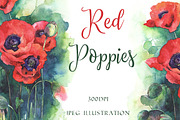 SALE! Watercolor poppy flowers, a Decorative Illustration by MaryAmi (Thumbnail 1 of 3)
