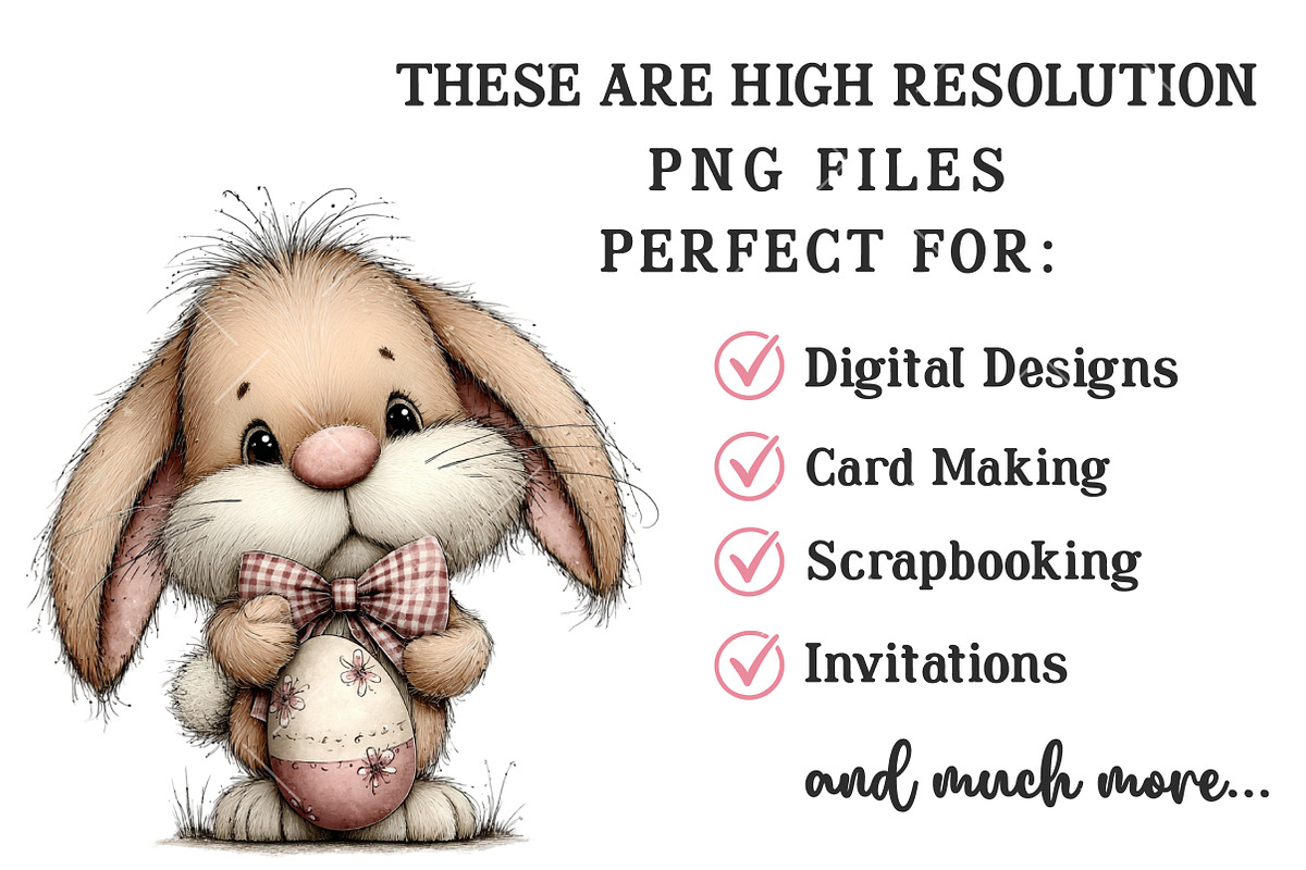Whimsical Easter Gingham Bunny Clipa, an Illustration by OK Design (Photo 5 of 6)