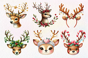 Reindeer Face Christmas Clipart, an Illustration by Dream Creation (Thumbnail 4 of 7)