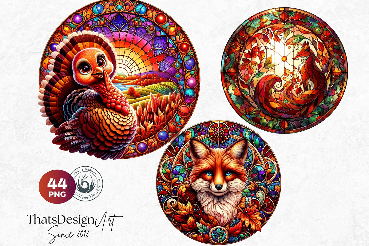 Autumn Stained Glass Round clipart, an Illustration by ThatsDesignArt (Photo 8 of 10)
