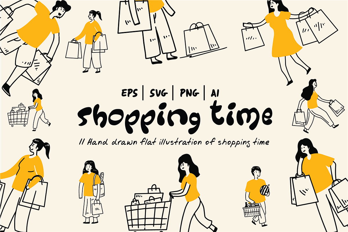 Shopping time Flat Illustration, a Person Illustration by Berdansabersama (Photo 1 of 5)