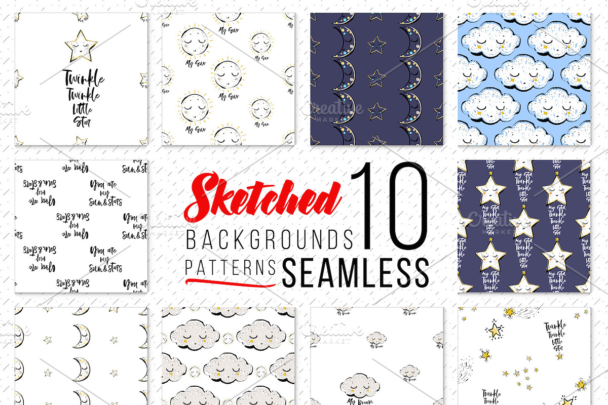 Goodnight Kid Elements & 70 Patterns, a Pattern Graphic by Sopelkin (Photo 8 of 10)