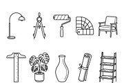 Interior Design Studio Icon Set, an Outline Icon by adenpinkstore (Thumbnail 3 of 12)