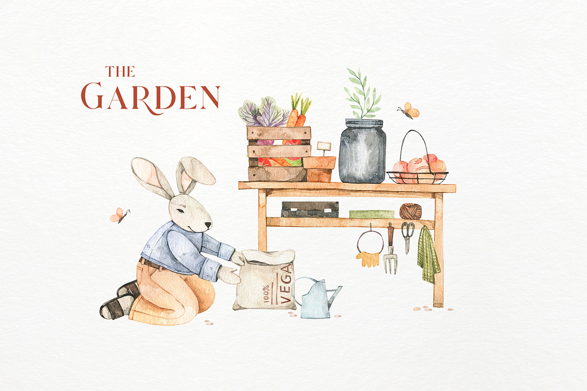 Garden kit - Watercolor baby bunnies, an Animal Illustration by Kate Macate (Photo 8 of 11)