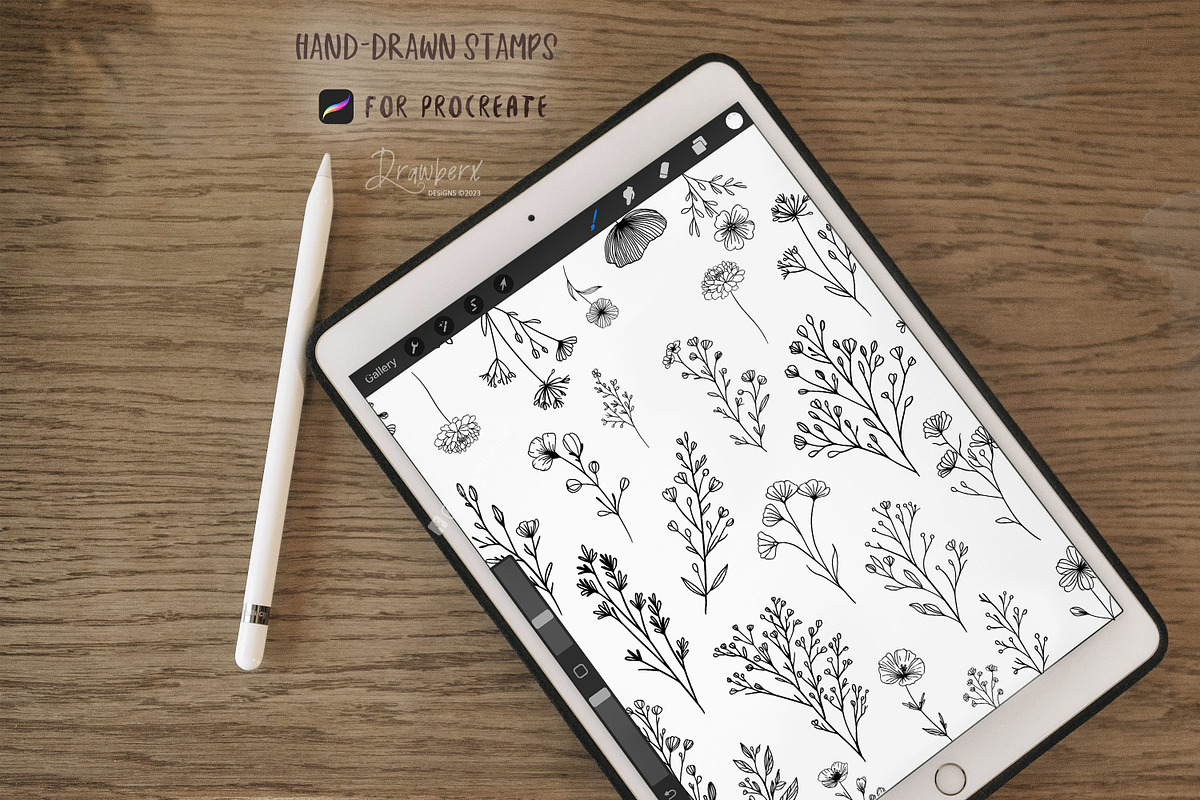 Procreate Stamps Tiny Flowers 026, a Brushes & More by Drawberx (Photo 2 of 10)