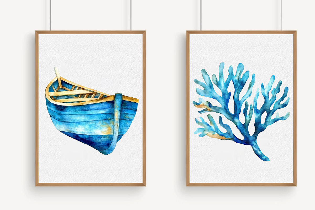 Watercolor Coastal Clipart, an Illustration by Libby Wishes (Photo 3 of 5)
