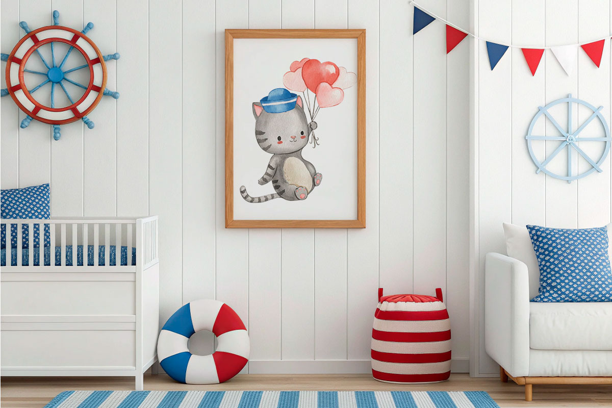NAUTICAL FRIENDS. Watercolor, an Animal Illustration by OlliArtDesign (Photo 4 of 7)