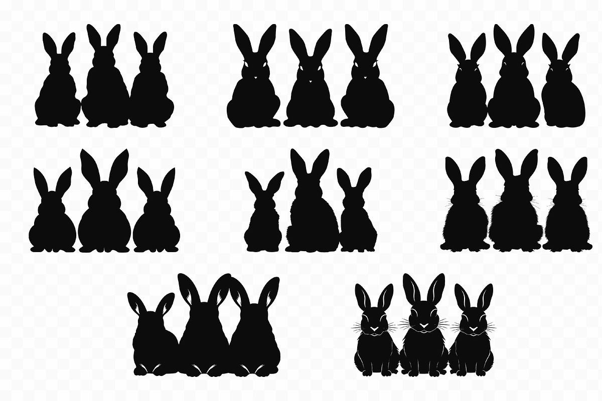 Bunny Friends Sitting Silhouette Set, an Animal Illustration by Gfx Expert Team (Photo 2 of 3)