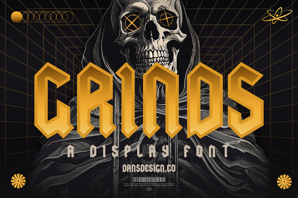 GRIND MODERN BLACKLETTER METAL FONT, a Blackletter Font by dansdesign (Photo 1 of 7)