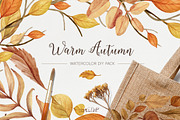 Warm Autumn. Watercolor DIY Pack, an Illustration by NataliVA (Thumbnail 1 of 5)