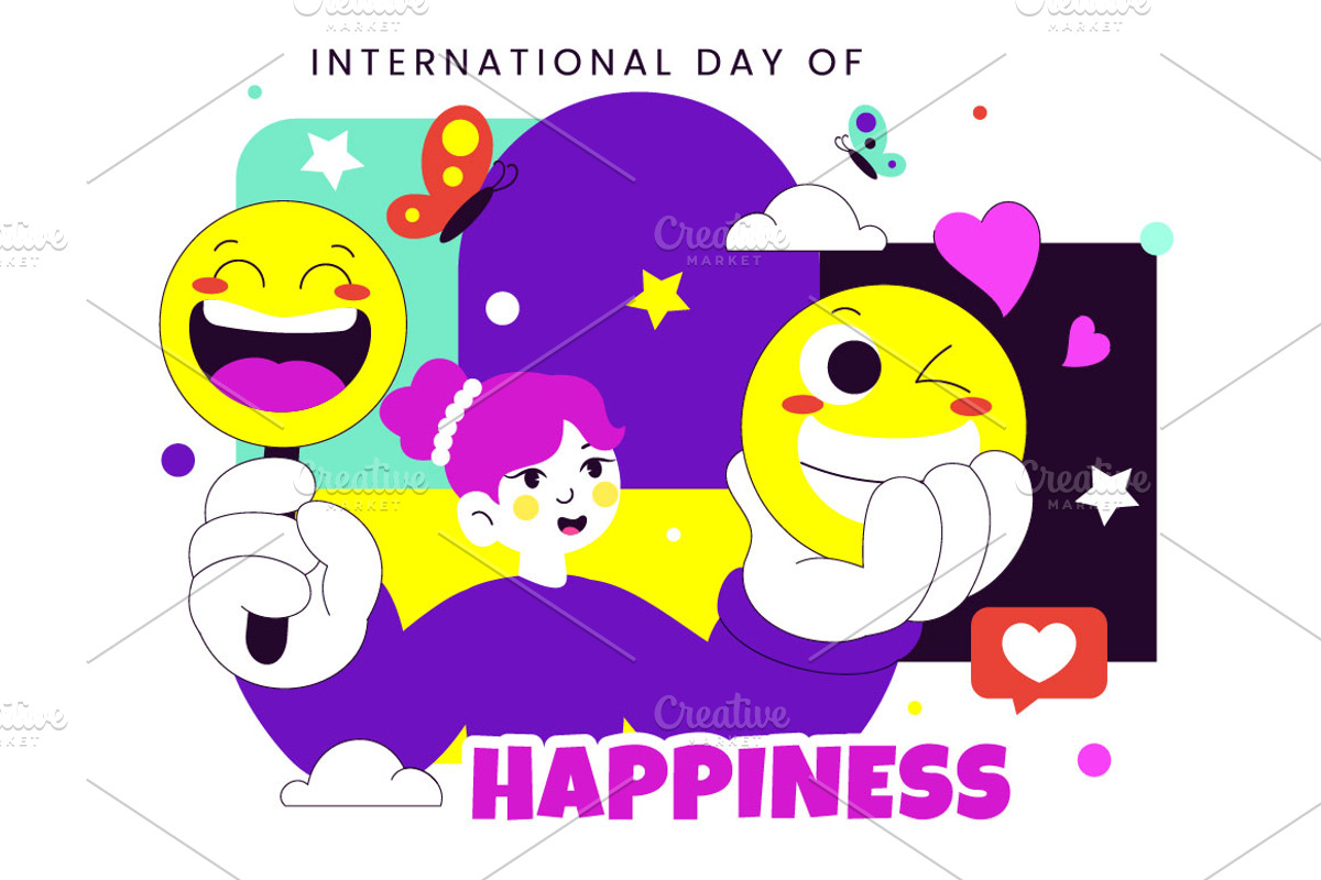 10 World Happiness Day Illustration, a Person Illustration by denayunebgt (Photo 4 of 4)