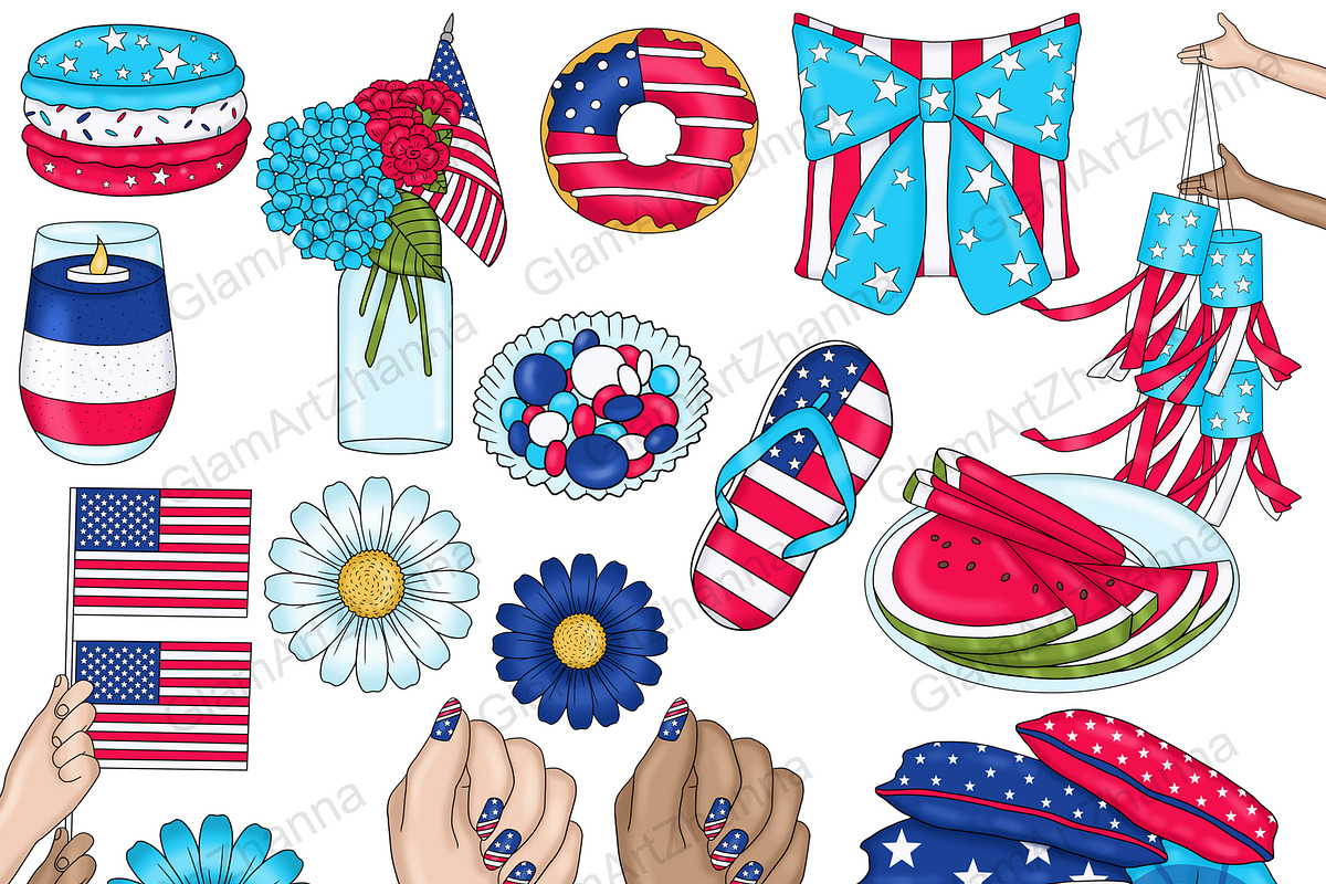 4th of July Clipart, a Seasonal Illustration by GlamArtZhanna (Photo 2 of 3)