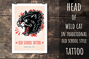 Wild Cat Old School Tattoo tradition, an Animal Illustration by Mak_Art (Thumbnail 2 of 2)