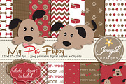 Puppy Dog Digital Papers, a Pattern Graphic by JennyL Designs (Thumbnail 1 of 5)