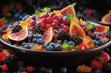 Wild berries salad. generative AI, a Food & Drink Photo by Perpis