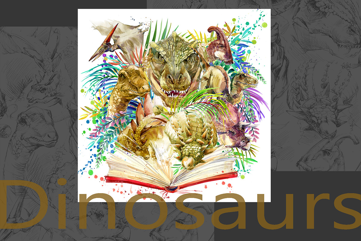 Watercolor Dinosaur Collection, an Animal Illustration by FineArt (Photo 18 of 19)