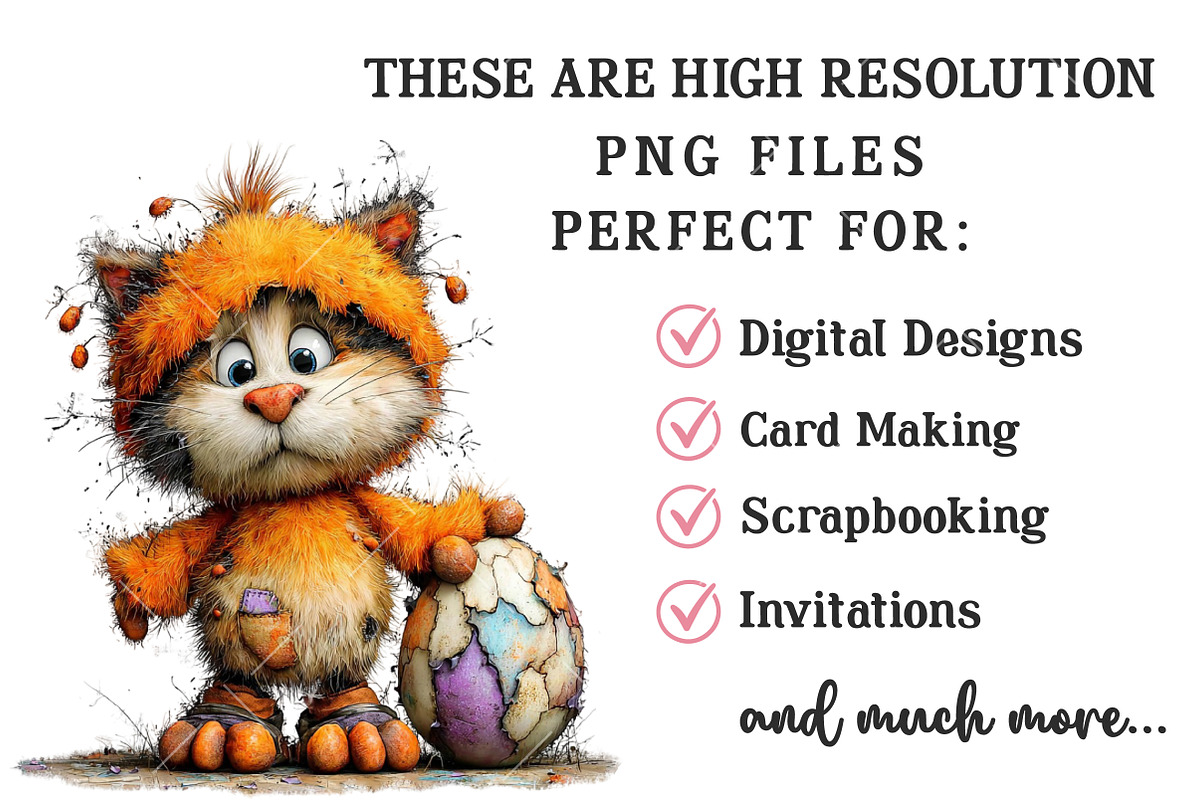 Quirky Easter Cat Clipart, an Illustration by OK Design (Photo 4 of 6)