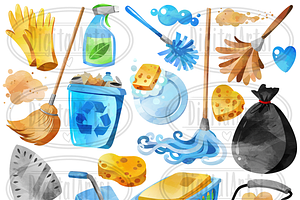 Watercolor Chores Clipart