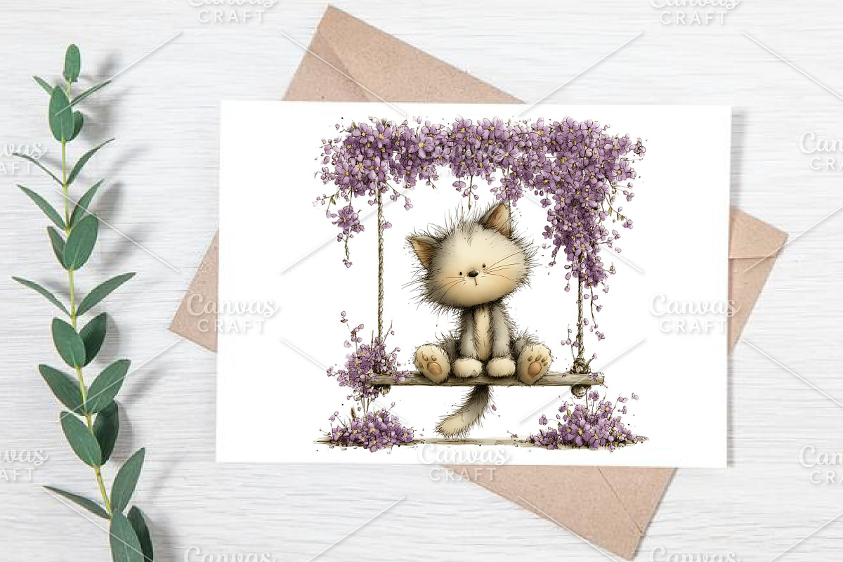 Whimsical Spring Cats Clipart Bundle, an Illustration by Canvas Craft