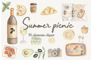 PICNIC watercolor food set