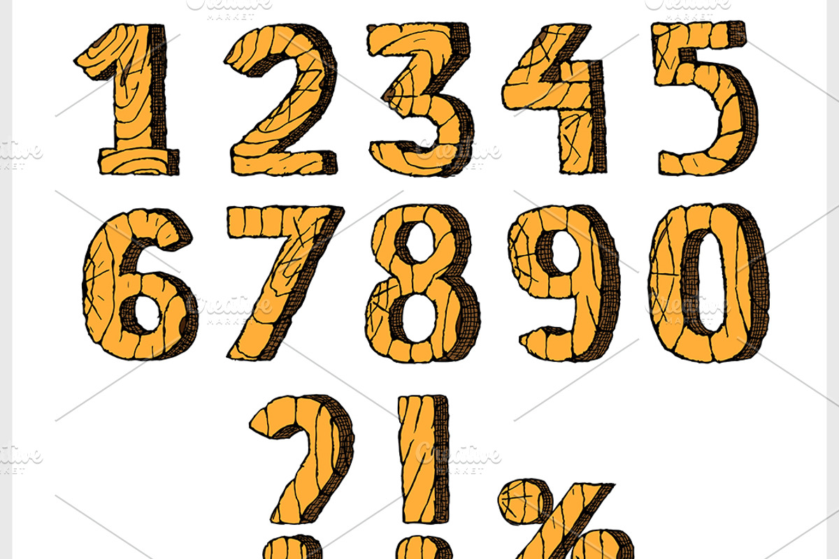 Wooden numbers set