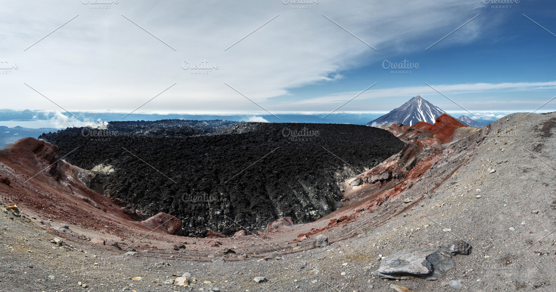Panorama landscape of active volcano, a Nature Photo by Alexander-Piragis