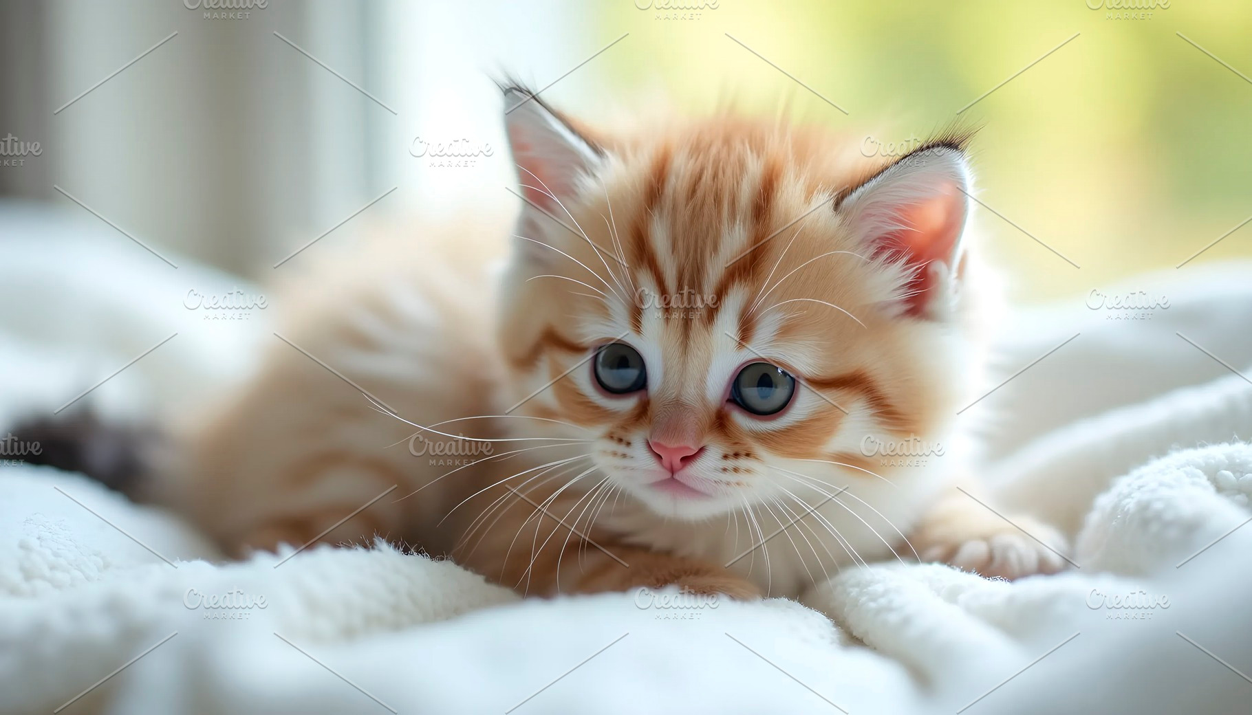 Adorable Cute Kitten Resting In Cozy, a Photo by LOGOCREATIVE