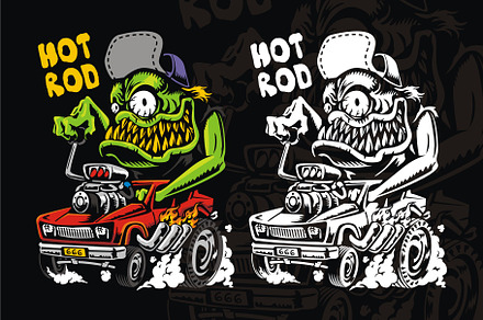 HOTROD HAT MONSTER VECTOR