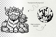 Fall Highland Cow Line Art Graphics, a Seasonal Illustration by DENIDigitalArtSudio (Thumbnail 6 of 6)