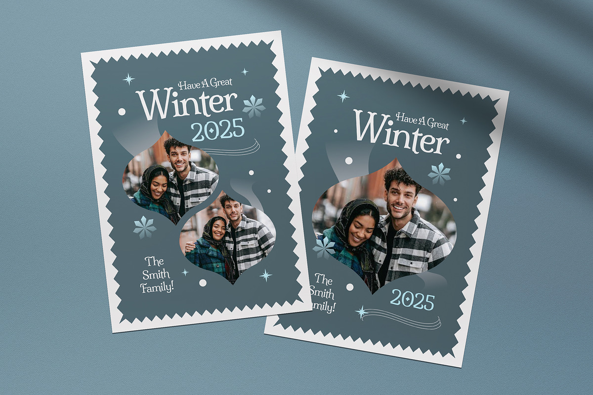 Blue Modern Winter Greeting Card, a Card Template by graphicook (Photo 3 of 4)