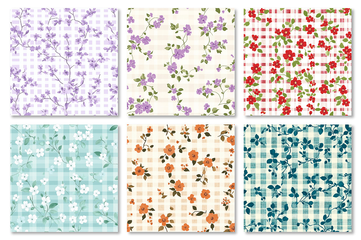 Floral Gingham Seamless Pattern, a Pattern Graphic by Dream Creation (Photo 4 of 7)