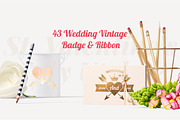 43 WEDDING VINTAGE BADGE & RIBBON, an Invitation Template by Toonsteb (Thumbnail 10 of 14)