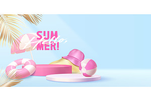 Hello summer banner with beach, a Sport Illustration by art PVP - market