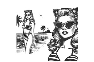 woman in sunglasses at California, a Person Illustration by AlexArt