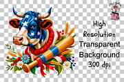 4th of July Cute Cow PNG Bundle, an Illustration by Clipart Bloom (Thumbnail 9 of 11)