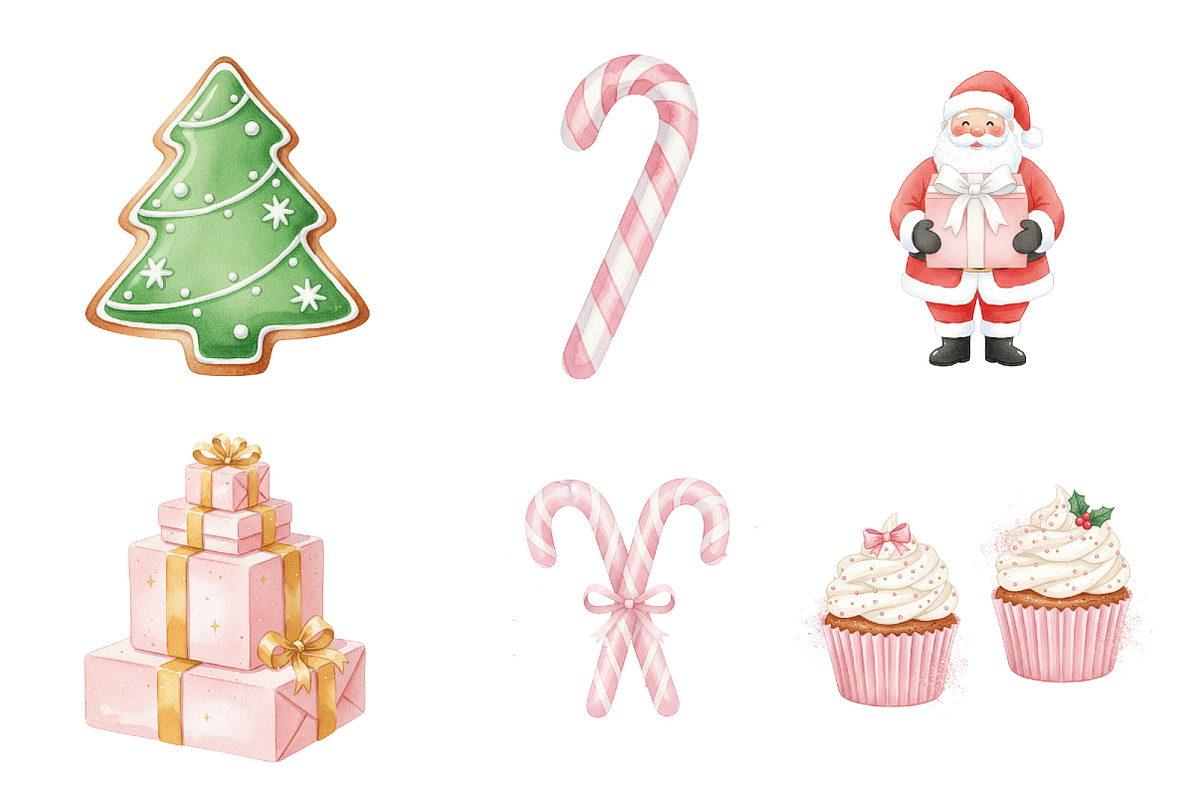 Watercolor Christmas Clipart Bundle, an Illustration by SinaCreation (Photo 3 of 7)
