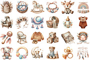 Watercolor Boho Baby Clipart, an Illustration by Sublimation Artist (Thumbnail 2 of 6)