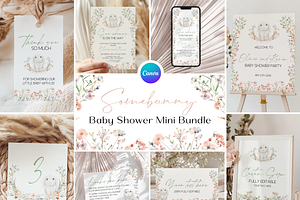 Spring Rabbit Baby Shower Bundle, an Invitation Template by Digital_Mind