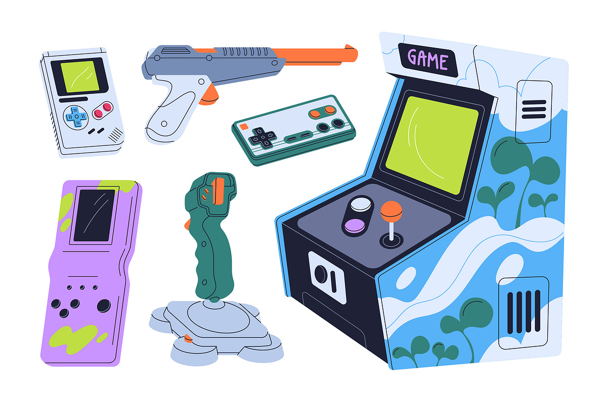 Video game consoles, joysticks set, a Technology Illustration by Good Studio (Photo 4 of 4)