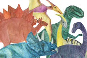 Dinosaurs - watercolor collection, an Illustration by ramika (Thumbnail 1 of 4)