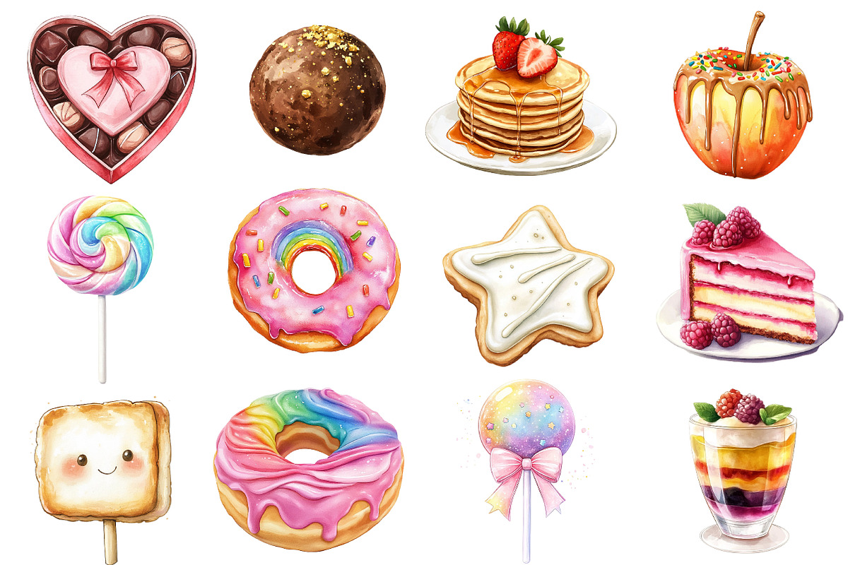 Watercolor Sweets Clipart, an Illustration by Watercolor design (Photo 2 of 5)
