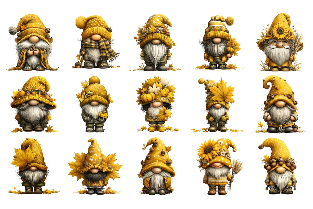Autumn Gnome PNG Clipart Bundle, a Seasonal Illustration by Nicolle's Colorful Art (Photo 6 of 6)